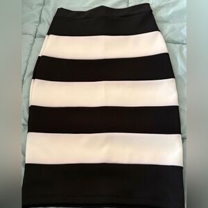 The Vintage Shop Black and White Striped Pencil Skirt